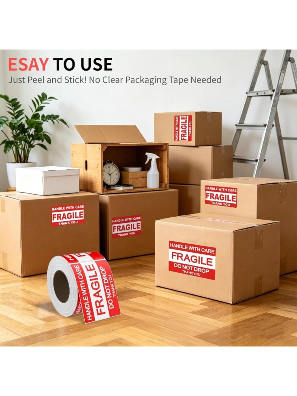 500 Fragile Shipping Stickers - Handle with Care, Do Not Drop Labels, Permanent - Picture 5 of 7